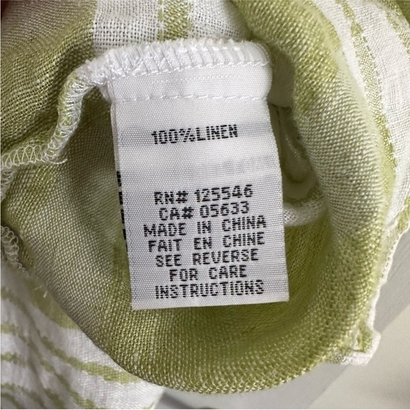 Size S Habitat Green and White 100% Linen Button Down Shirt - Picture 5 of 5
